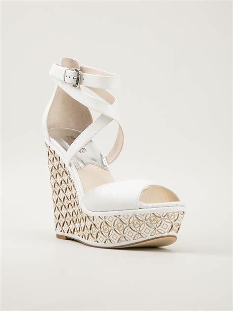 michael kors shoes black and white|Michael Kors white wedge sandals.